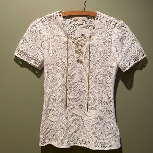 MICHAEL MICHAEL KORS Women's Ruffle V Neck Top Size 2